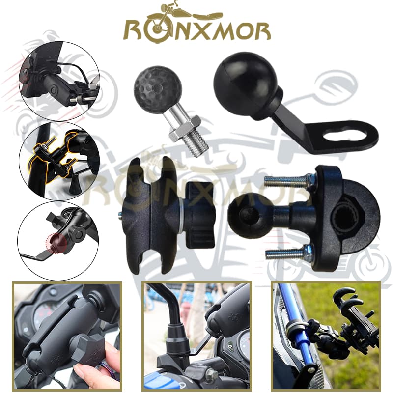 RONXMOR 1pc Motocicleta Base Angular Adaptador De Cabeça De Esfera Guidão Suporte De Espelho Trabalho Para Montagem Em Celular Câmera Smartphone GPS De Liga De Alumínio