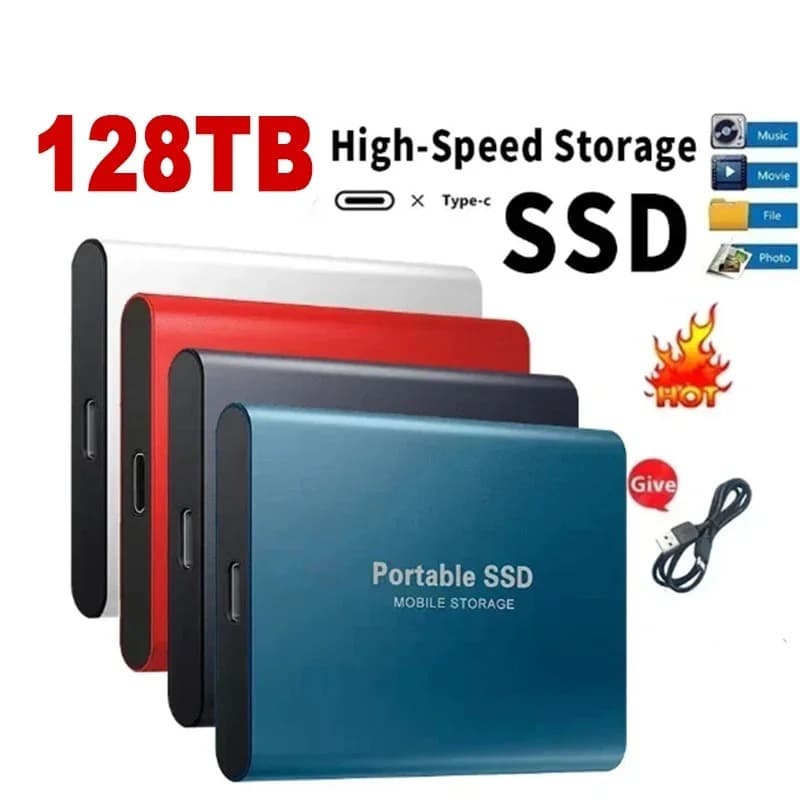 Novo original Portátil SSD 128TB Externo De Alta Velocidade USB3.1 Disco Rígido M . 2 Tipo-C Porta PC Mac De Armazenamen