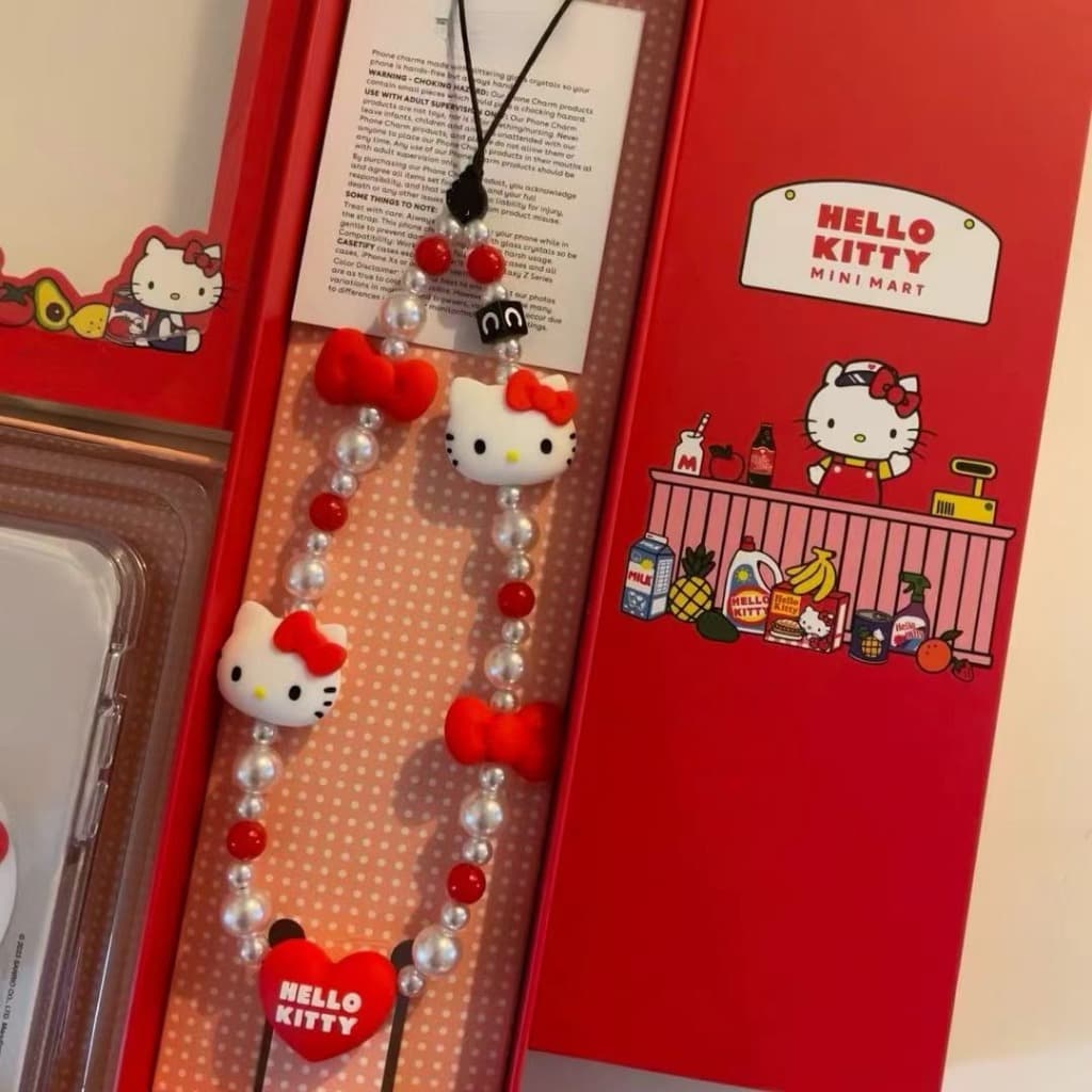 Pingente de Telefone Celular Silicone Gato Contas Pérola Acrílica Anti-Perda Pulseira Chaveiro Fofo para Meninas