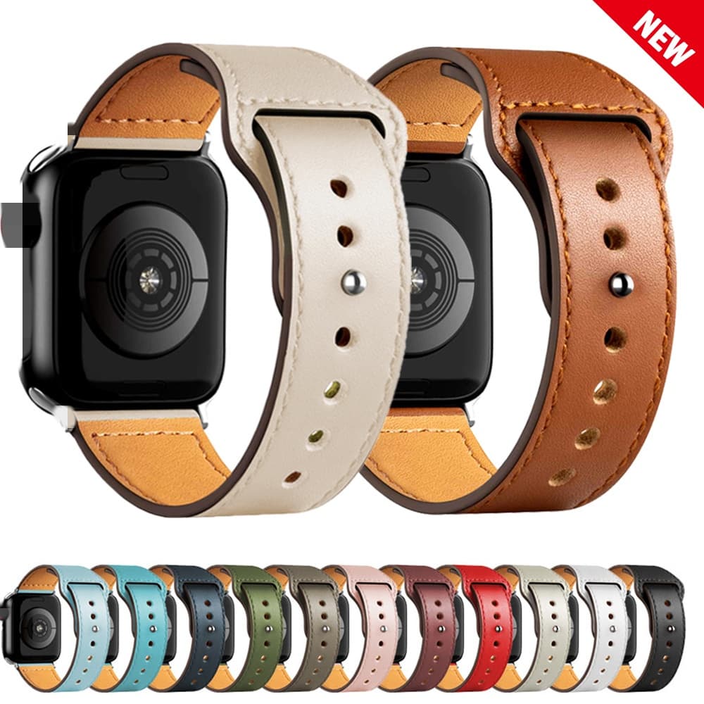 Para Pulseira De Couro De Relógio Apple 45mm 44mm 40mm 42mm 38mm 41mm 49mm Acessórios iWatch 6 se 5 4 3