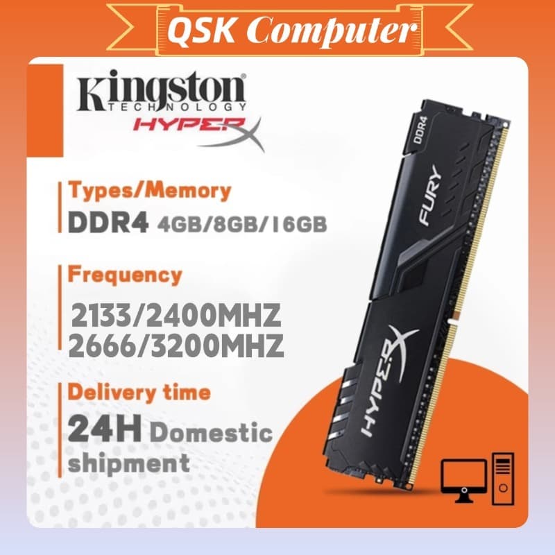 Kingston HyperX FURY DDR4 16GB 8GB 4GB 3200MHz 2666MHz 2400MHz 2133MHz PC4 Desktop RAM Memória 288 pinos 1.2V DIMM