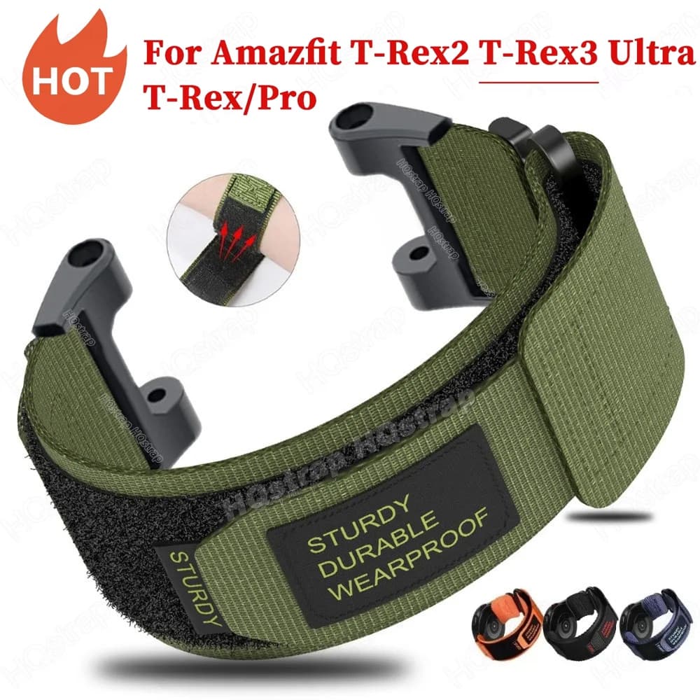 Pulseira De Nylon Para Huami Amazfit T-Rex 2 3 Ultra Relógio Pro Tiranossauro Smartwatch Esporte