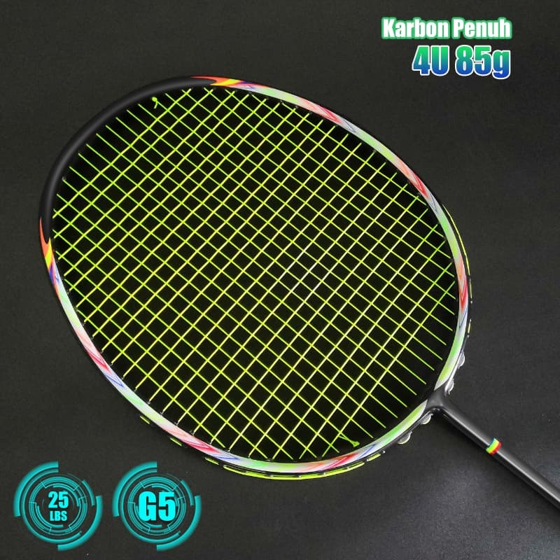 Raquete De Carbono Completa Desenho Original Com Fibra 22-25 lbs Badminton Stringed Grip Strings Livres
