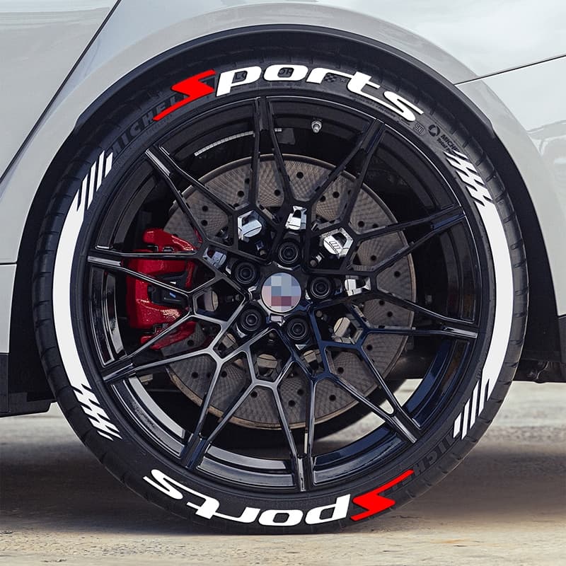 2pcs Sports Car Motorcycle Tire Letter Stickers Wheel Sticker Decals For 1 Tire No Glue