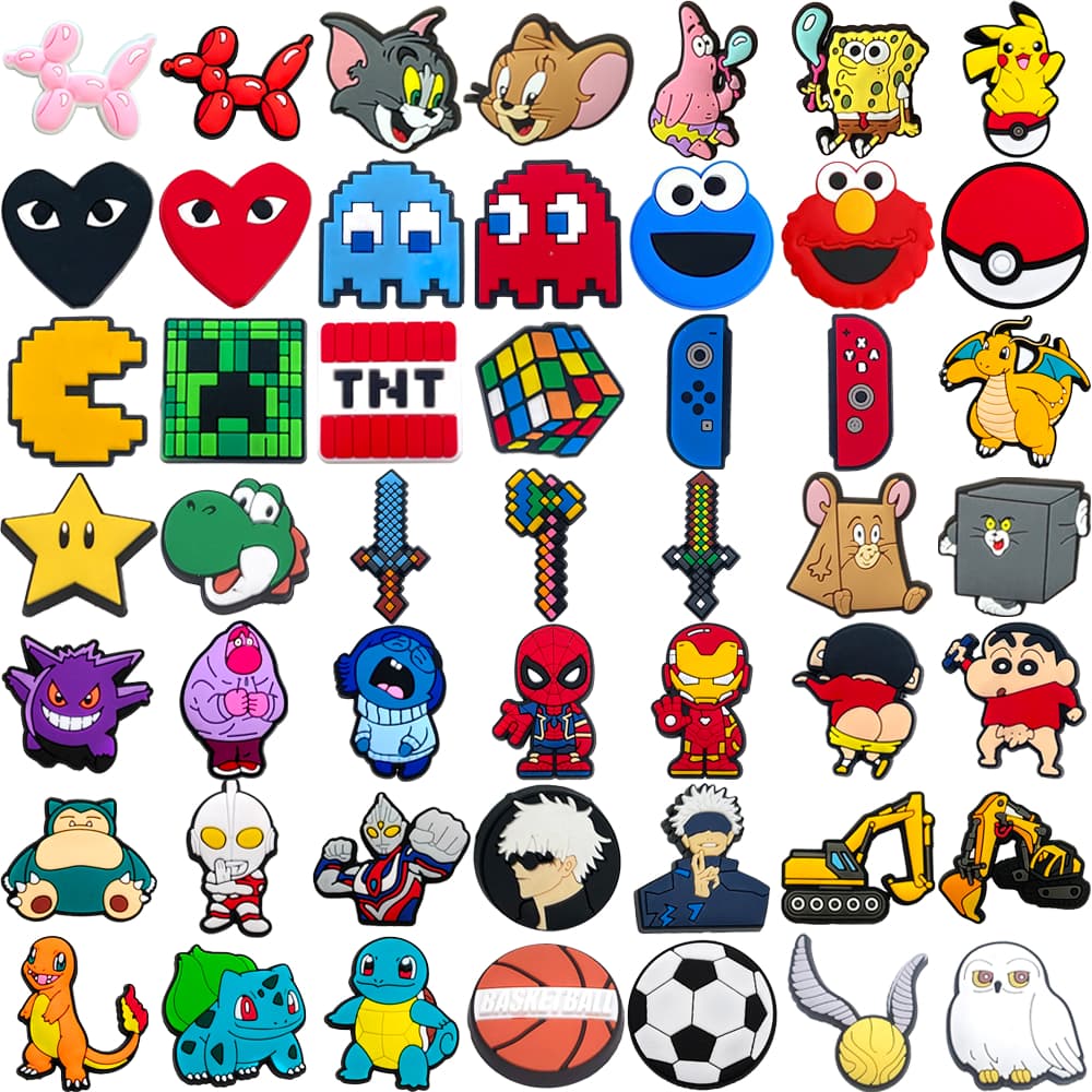 57 Estilos Populares Anime Desenhos Animados Tênis Encantos Sandálias Pingente Botão Original Sapato Tamanco Pinos Prese