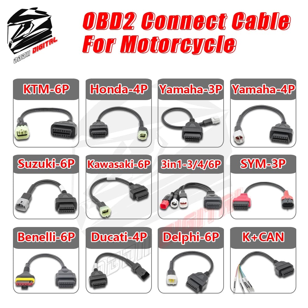 Para Yamaha Honda Euro5 OBD2 16Pin Motocicleta Conectar Cabo Adaptador De Soquete ELM327 Scanner Extensão Diagn