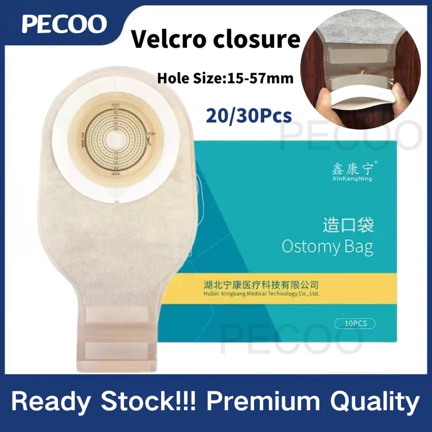 PECOO 20/30pcs Sacos De Colostomia Sistema De Uma Peça Ostomia De Drenagem Bolsa Descartável Fechamento De Velcro De Ile