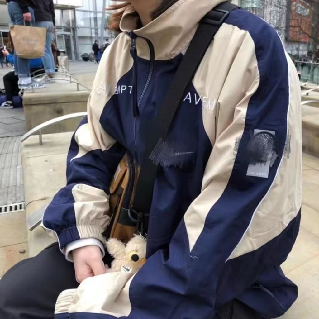 Gavempt tridimensional em relevo jaqueta conjunta CE esportes bordado Retro costura jaqueta zíper Ultra leve jaqueta 111