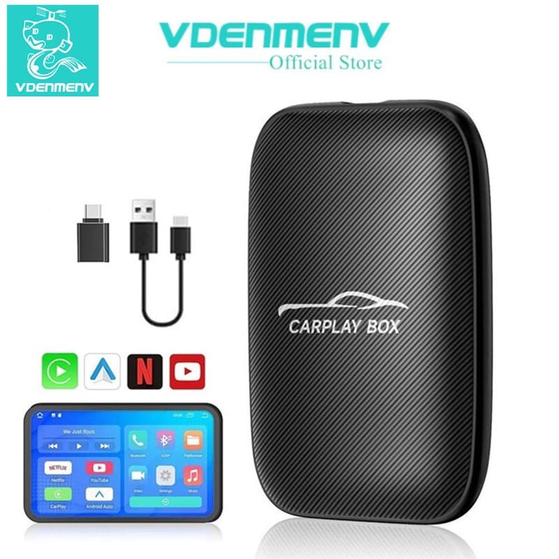 Carplay Sem Fio E Adaptador Automático Android Para iPhone Com Slot Cartão Netflix YouTube TF Carro