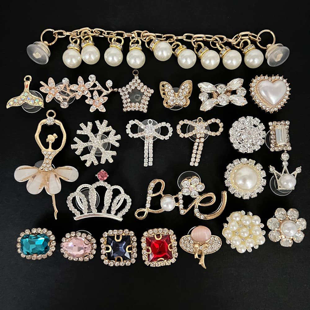 24 Pçs Bling Liga Jóias Sapato Decoração Encantos Feminino Diamante Para Tamanco Sandálias Corrente Acessórios