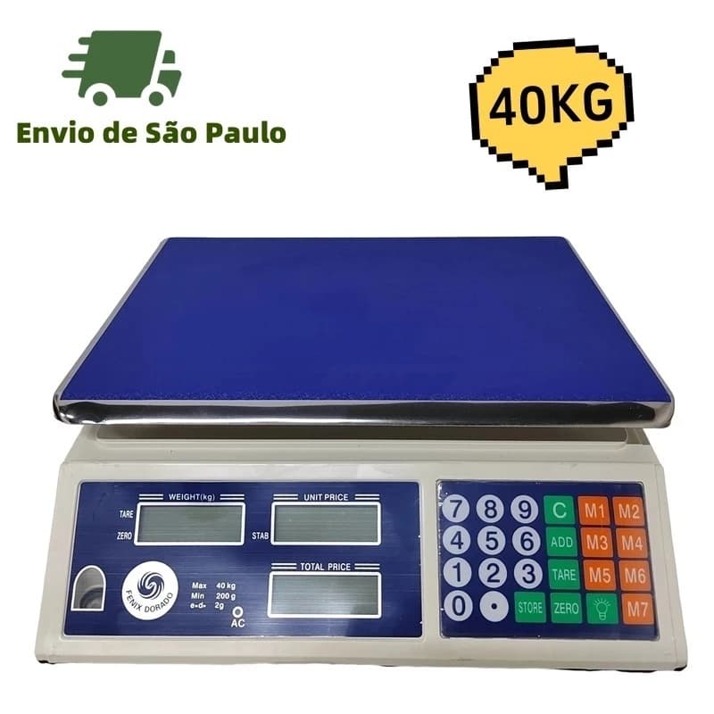 Balança digital De 40kg bivolt 110/220v Eletrônica Recarregável Para Uso Comercial