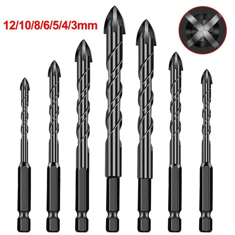 Kit 7 Brocas de carboneto Triangular Titânio Profissionais 3-12mm Para Fura Tudo