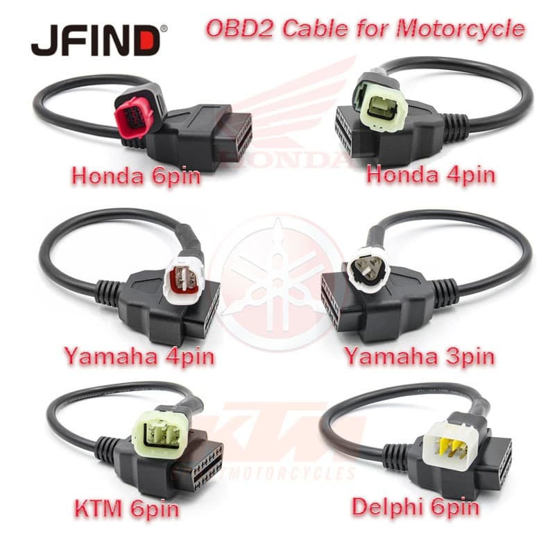 Suporte Yamaha Honda Motocicleta OBD2 16PIN Cabo De Diagnóstico 3PIN 4PIN Ou 6PIN Para OBDII OBD Conector