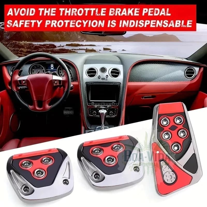 Kit 3 Peças Pedaleiras Esportivas Automotiva Carros Tuning Acessórios Universal