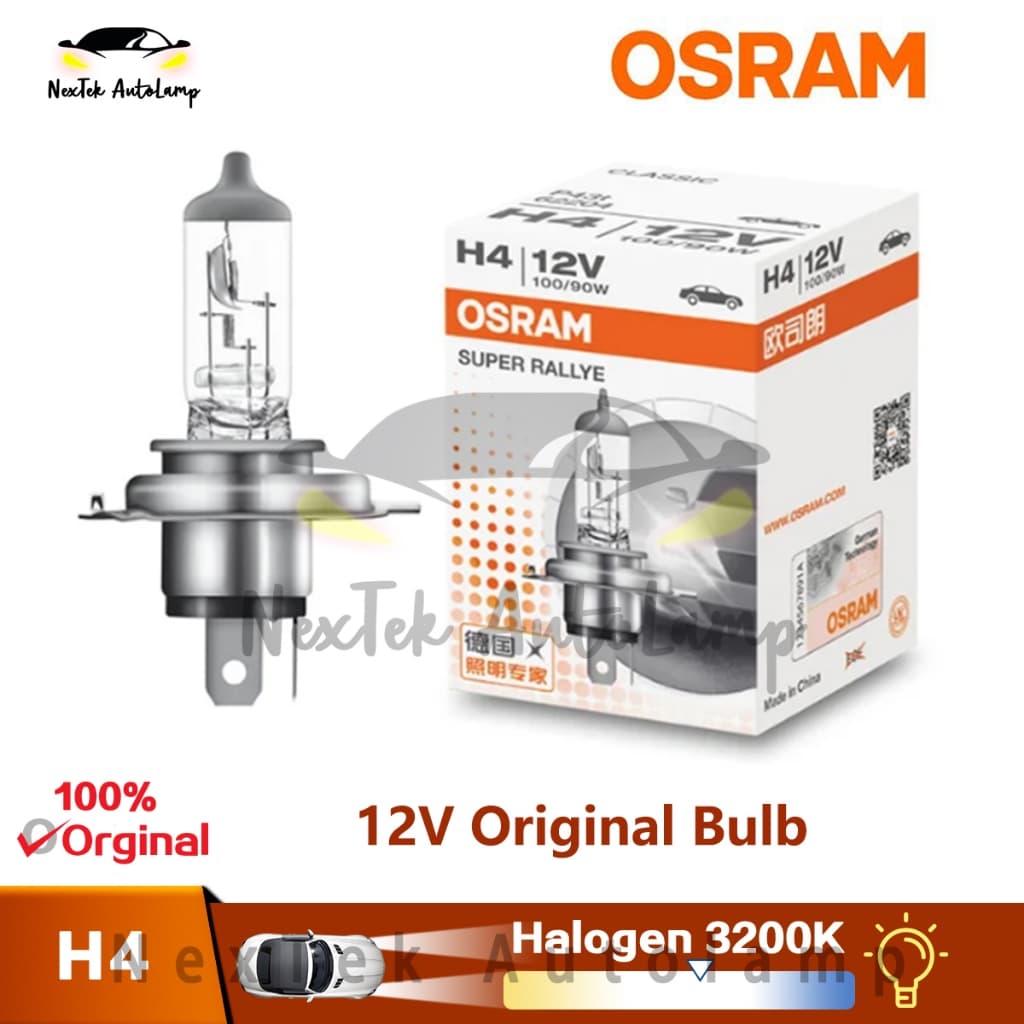 OSRAM Super Rallye H4 12V 100/90W 3200K Lâmpada original de farol halógeno padrão para carro de alta potência(1 lampada)