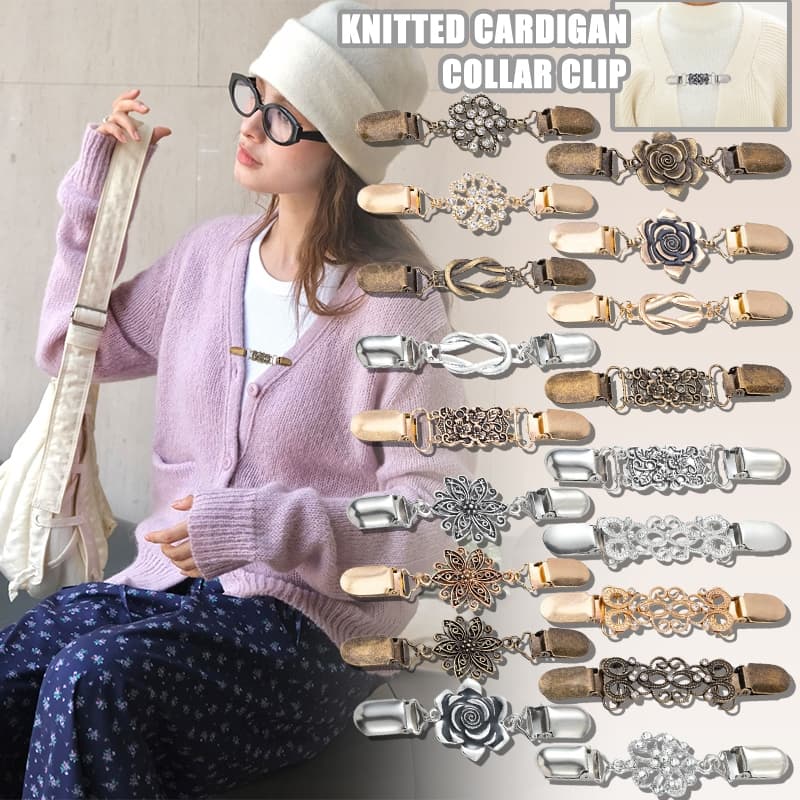 YUNYUAN Europeu E Americano Retro Xale Clipe Broche Bico De Pato Suéter Cachecol Cardigan De Malha Anti-Exposição Fixo C