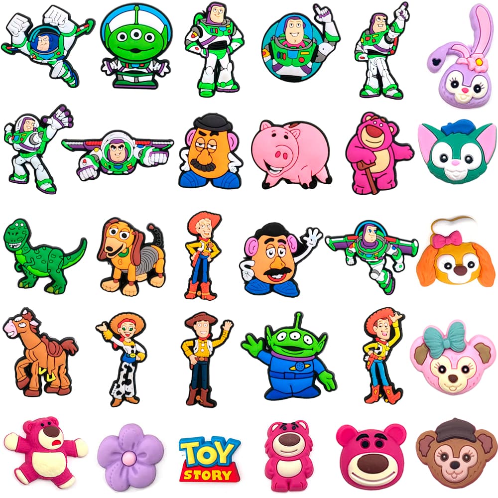 Toy Story Cartoon Charms Sapato DIY Acessórios Decorar Chinelos Pinos Sandálias Fivela Presentes De Pelúcia