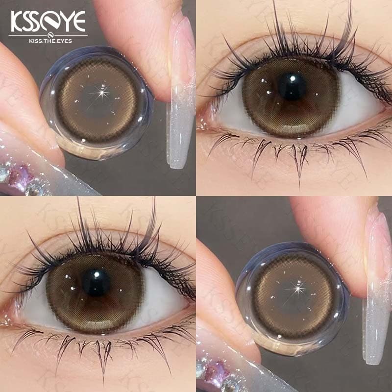 KSSEYE 1 Par (2 Peças) Lentes De Contato Para Miopia 14.2mm Lente De Chá De Leite Em Favo De Mel Marrom Fada