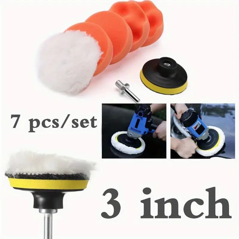 7/8/11 Peças Kit Boina Polimento Automotivo Espuma e Lã 3 Polegadas para Furadeira e Parafusadeira