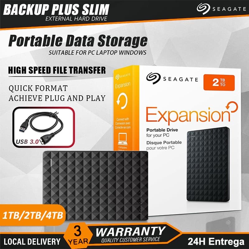 Original Seagate Expansão Hd Externo 1TB 2TB 4TB USB3.0 Para Mac E Windows Disco Rígido Externo Portátil