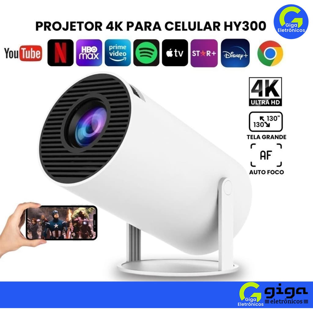 Projetor 4K HD 150 Polegadas Para Celular , TV Box , Xbox , PS , PC , WiFi HY300 Pro Magcubic-Envio Imediato YG100