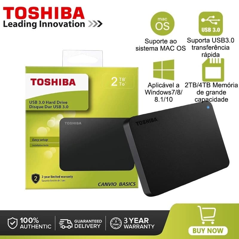 Original Toshiba Hd Externo Expansão 4Tb/2Tb USB3.0 Disco Rígido Portátil 2.5 Polegadas Transmissão Alta Velocidade