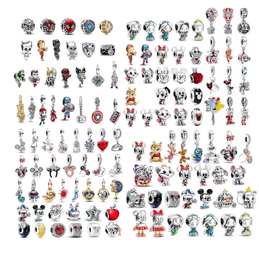 Berloque Cão Rato Pingente Charme Prata 925 Homem-Aranha Contas Princesa Pulseira De Joias DIY