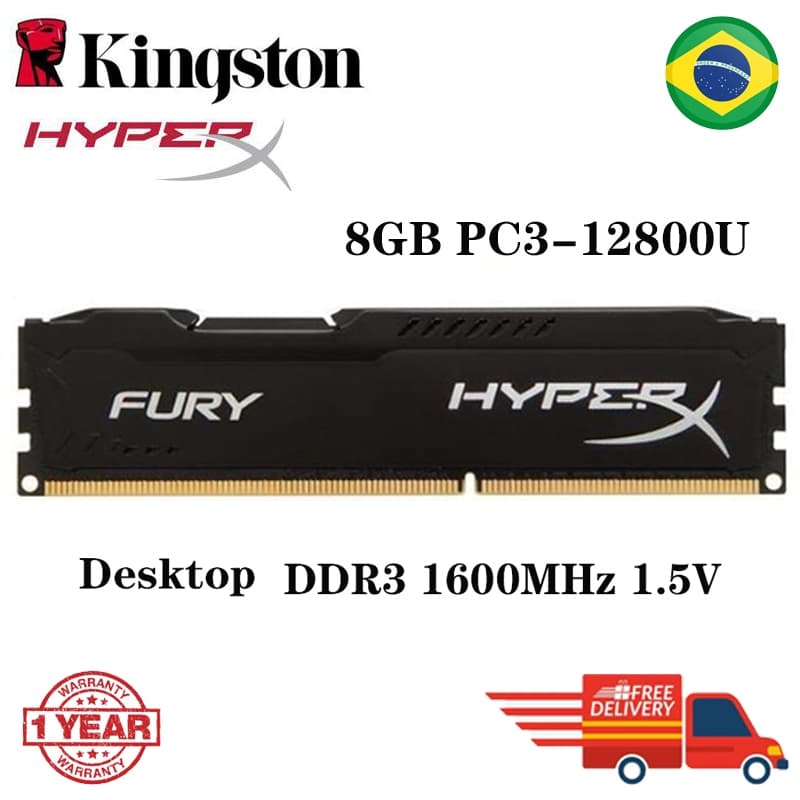 Kingston HyperX FURY DDR3 4GB 8GB 1333mhz 1600MHZ 1866MHZ Memória RAM De Mesa Para Jogos 240pinos