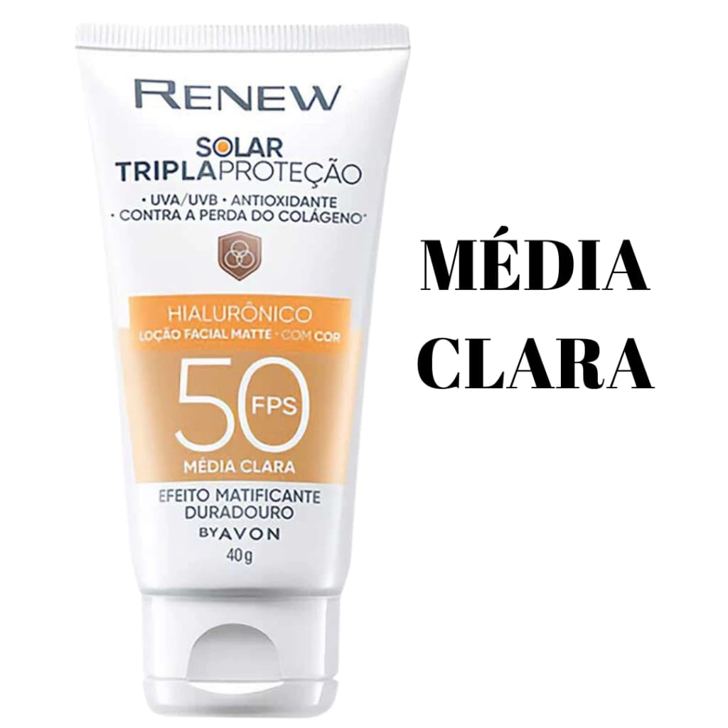 Renew Protetor Solar Facial Com Cor Média Clara Avon 40g