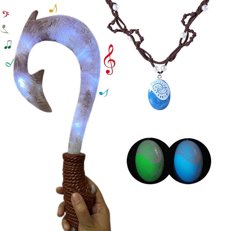 2 Pçs Moana Plástico Peixe Gancho Maui Cosplay Prop Com Luz Dos Desenhos Animados Das Crianças Role Play Presente De Ani