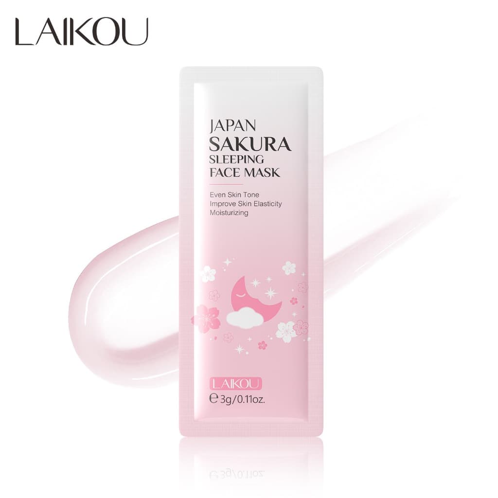Laikou Japão Sakura Máscara facial Para Dormir-Likou Cherry Blossom Sleep Bolsa 10 Peças , 3g Produto Hidratante Cuidado