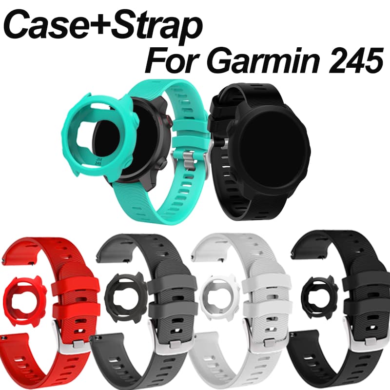 Capa + Alça Compatível Com Garmin Forerunner 245/245 Music , Faixas De Reposição De Silicone De 20 Mm E Protetora Macio 