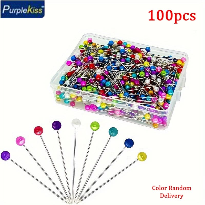 100 Alfinetes Cabeça Vidro Fino Patchwork Alinhavar