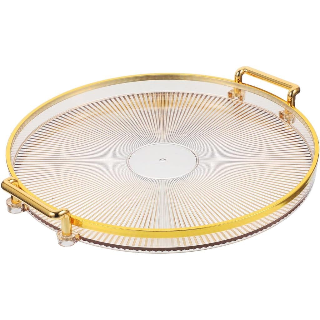 Bandeja Organizadora Decorativa Multiuso Para Servir Nórdica Com Alça e Detalhe em Dourado Decoração de Mesa