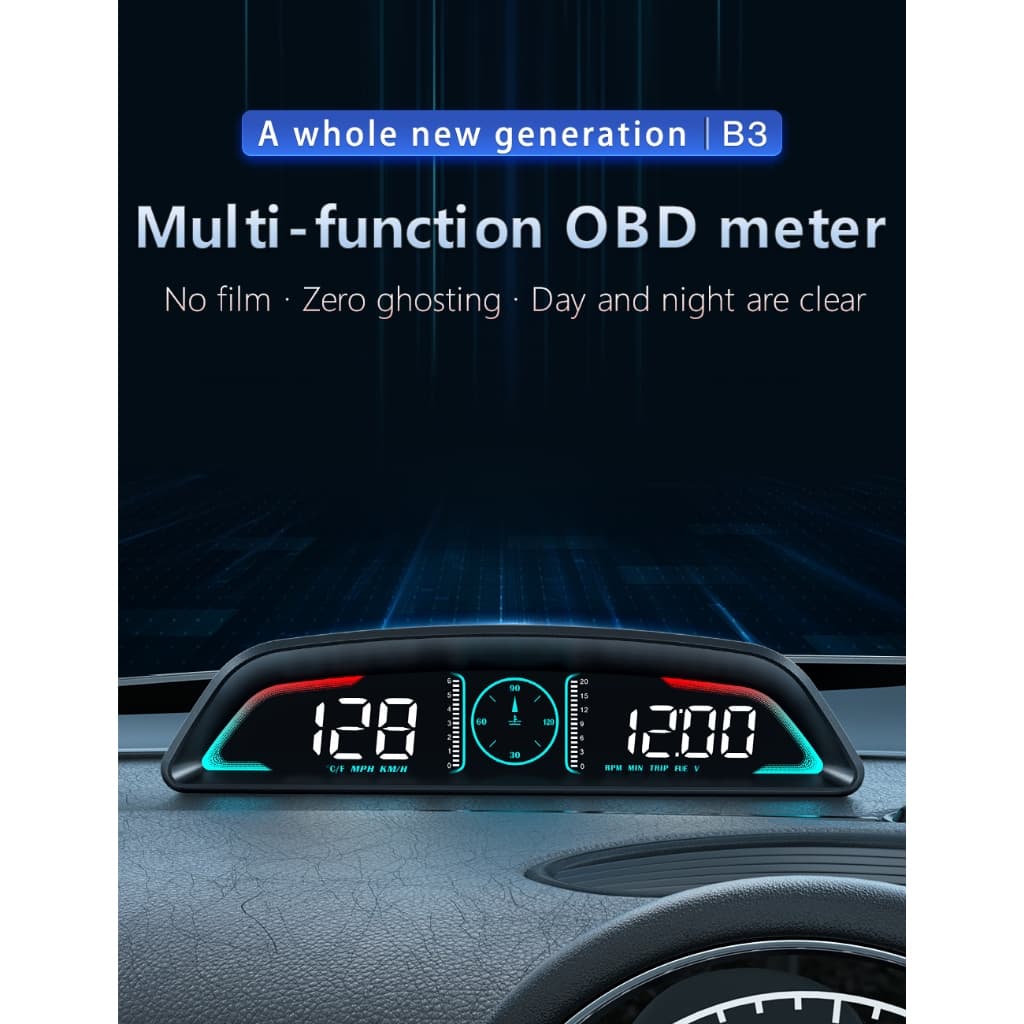 Universal OBD2 Medidor Velocímetro Head Up Display Muti-Função B3 HUD Temperatura Da Água Turbo RPM Acessórios Do Carro