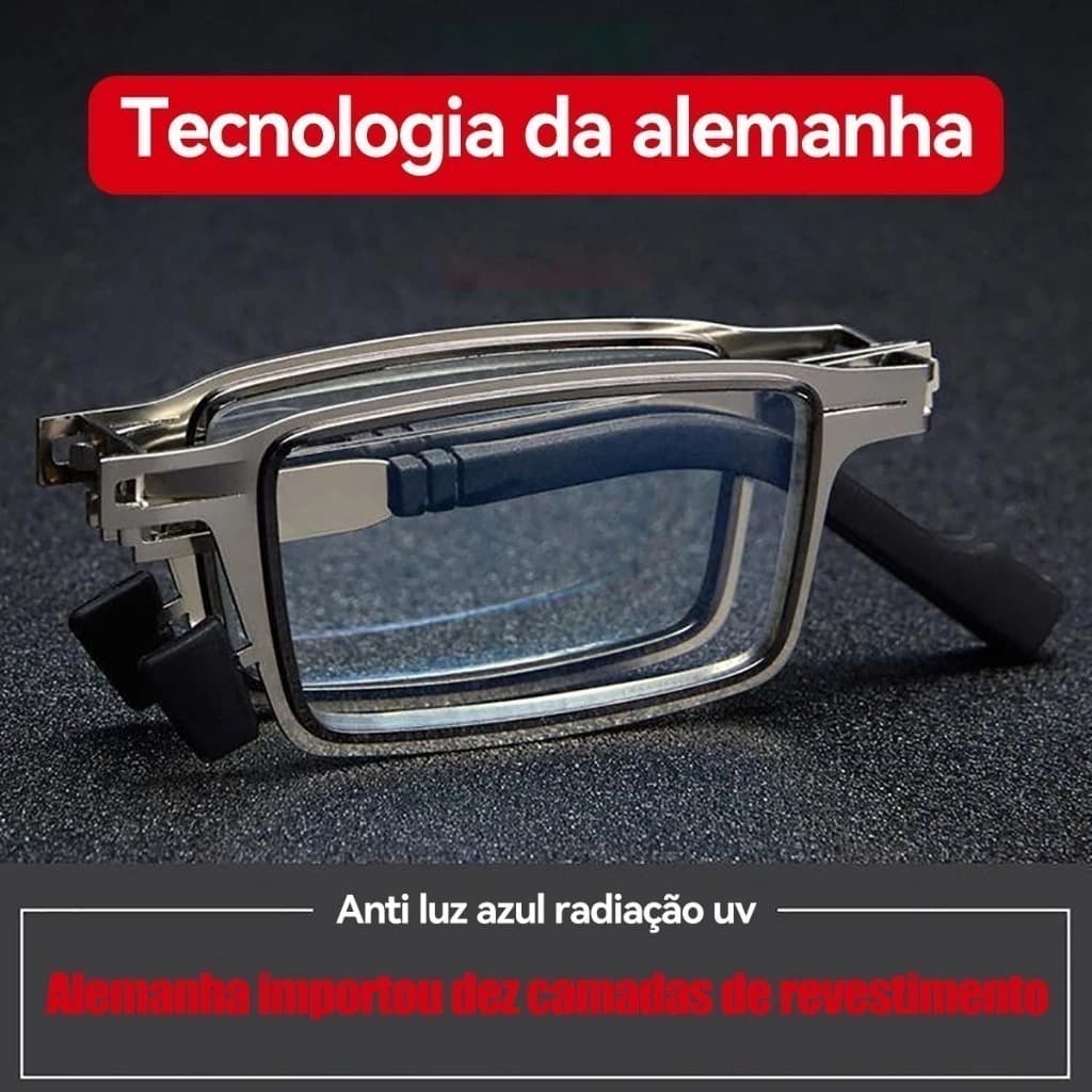 Óculos de leitura dobrável portátil quadro masculino feminino quadro de Metal quadrado Anti luz azul