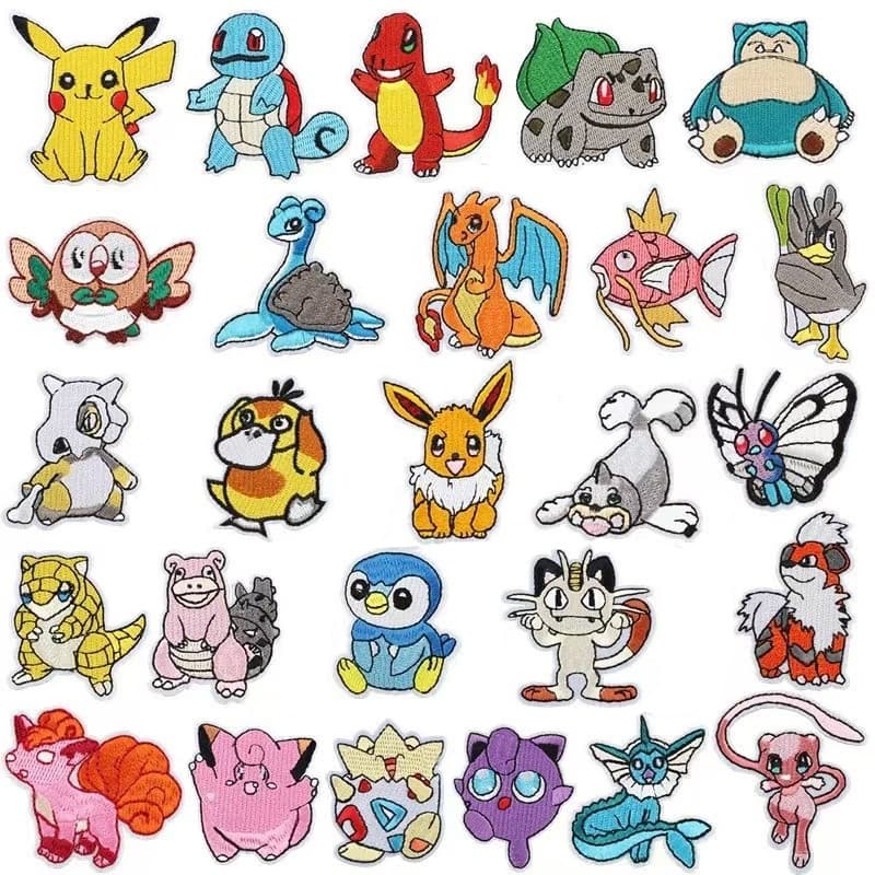 Patch de bordado Pokémon bonito dos desenhos animados Pikachu/Platypus Patches para decoração de roupas
