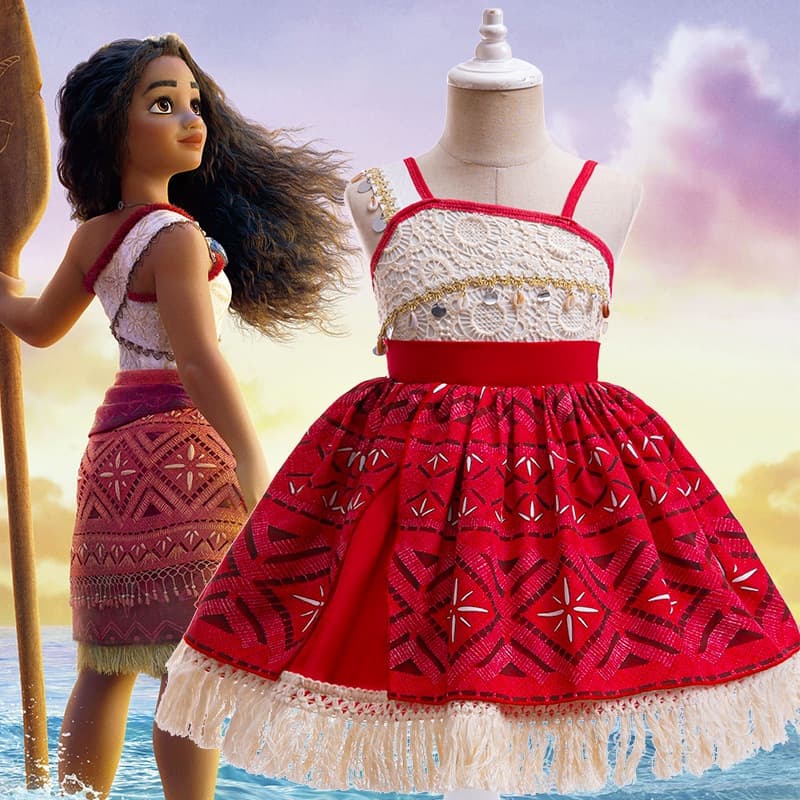 Moana Verão Meninas Vestido Bonito Dos Desenhos Animados Cosplay De Princesa Presente De Festa De Aniversário 2-8 Anos