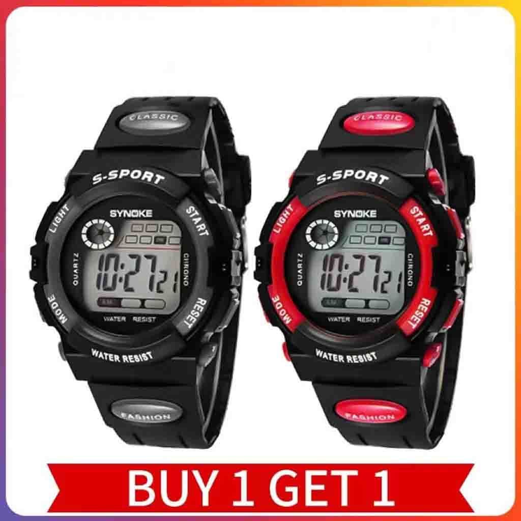 2PCS Relógio Digital Infantil De Borracha À Prova D'água COD Menino Menina Eletrônico