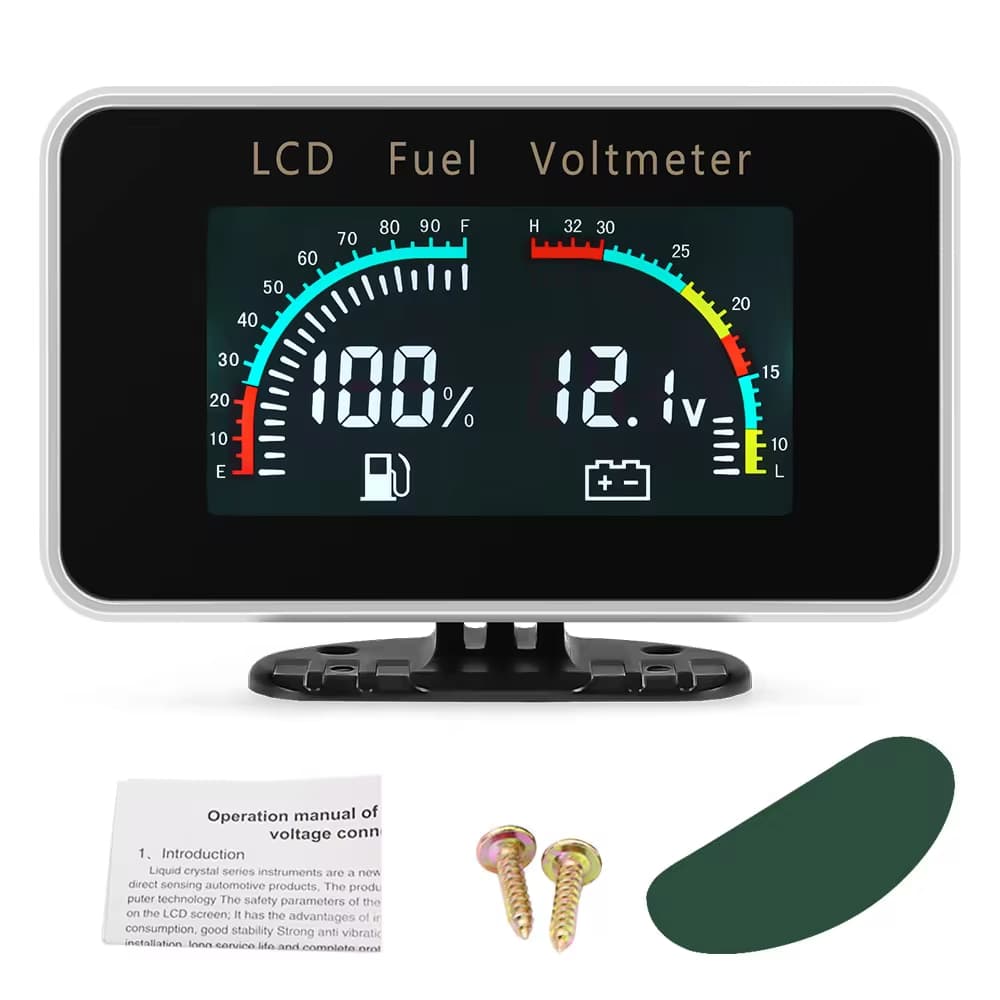 AD 2IN1 LCD Medidor Digital De Nível De Combustível Para Carro + Voltímetro 12V 24V Líquido Tensão De Caminhão Placa Sub