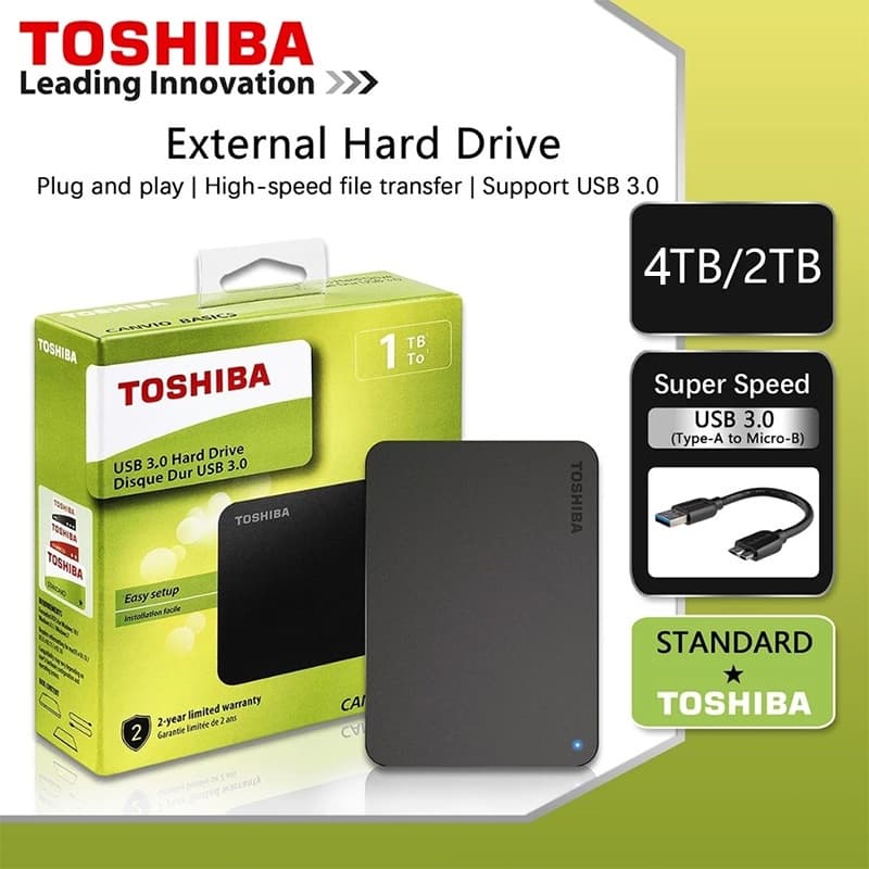 [Vendedor local] Toshiba HD Externo 2TB 4TB HDD USB 3.0 Transferência Rápida External Hard Drive
