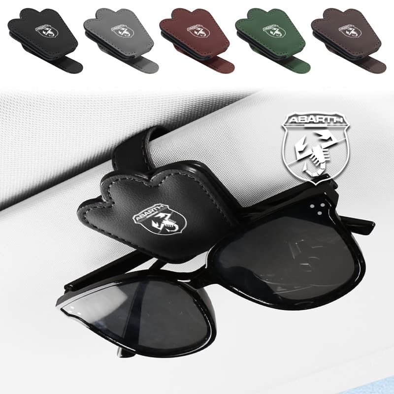 Napa Couro Óculos De Carro Suporte Cartão Sunvisor Clipe Magnético Para ABARTH 500 500L 124 Aranha Coupe Panda Doblo