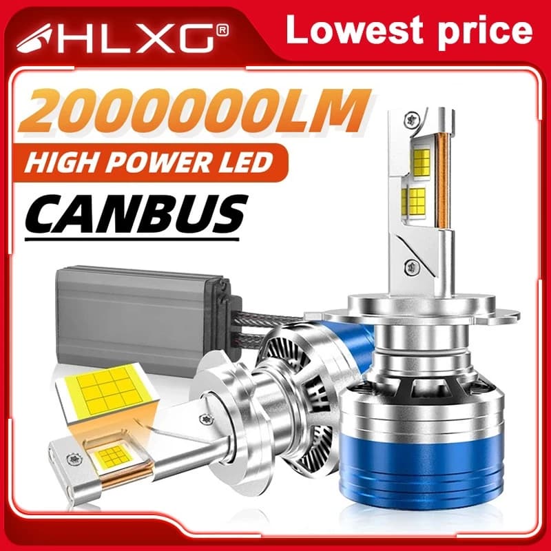HLXG 6000K H7 H4 H11 Farol LED Canbus Alta Potência H1 H8 9005 HB3 9006 HB4 9012 HIR2 Lâmpada Turbo  Luz Para Carro