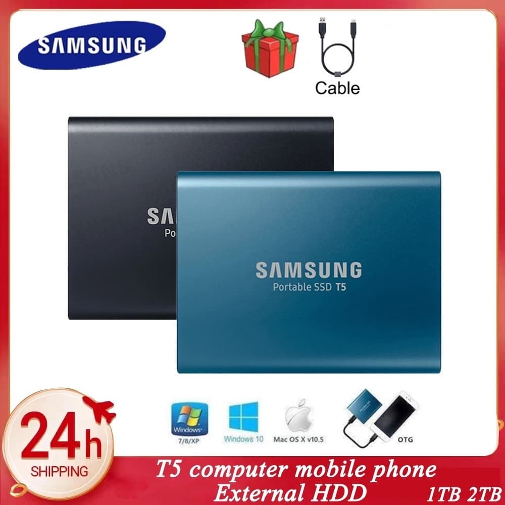 Unidade De Estado Sólido Externa SAMSUNG SSD T5 1TB-128TB Hd Portátil Rígido Adequado Para Desktop