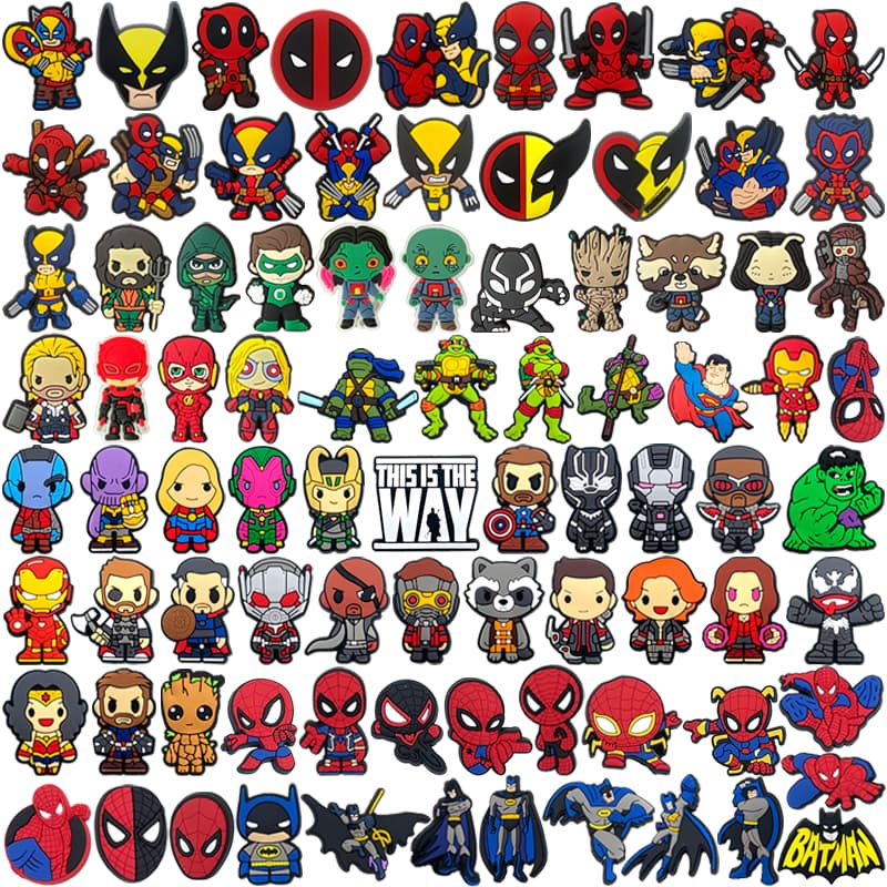 Super-Homem Herói Aranha Batman MEIDJ Sapato Encantos Sandálias Pingente Botão Original Tamanco Pinos Presentes Para Ami