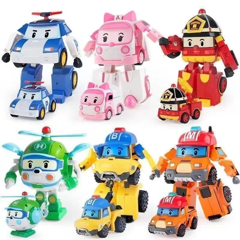 Robocar Poli Helly Transformando Brinquedos De Robô , Brinquedo De Figura De Ação Transformável De 4 " , Conjunto De Veí