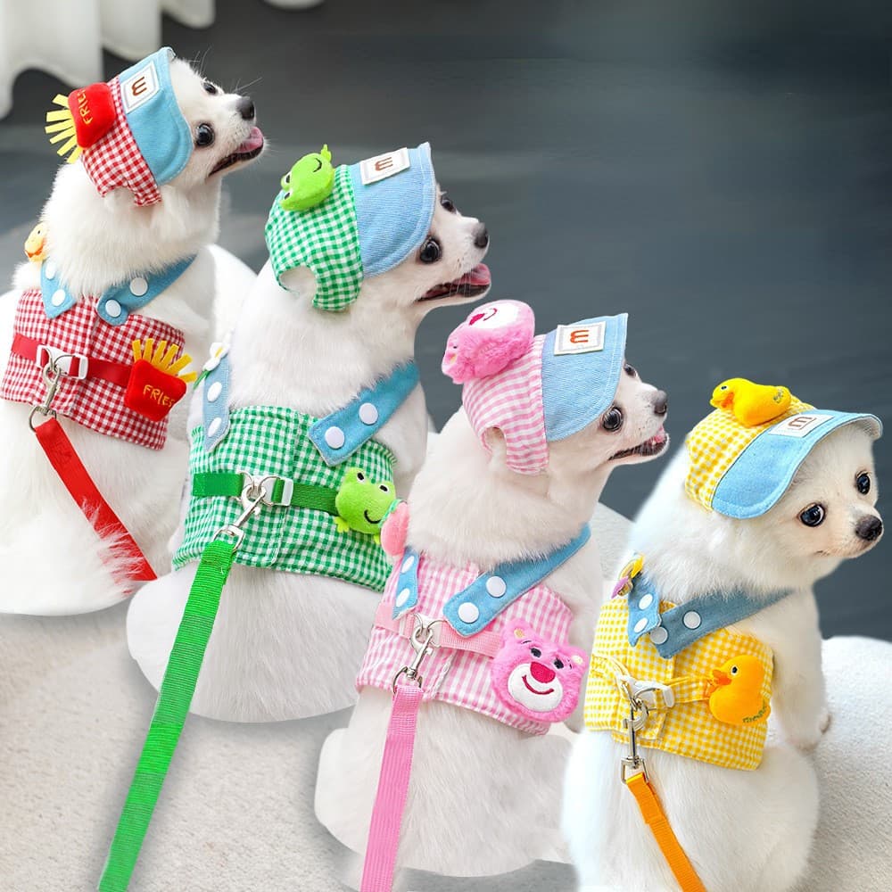 Conjunto De Trela Para Cachorro Gato Roupas De Verão