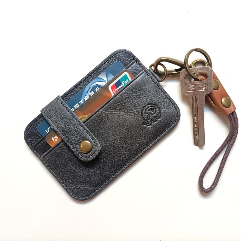 Novo Vintage Masculino Carteira De Couro Genuíno Fino Titular Do Cartão De Crédito Portátil Mini Bolsa Transparente Bols