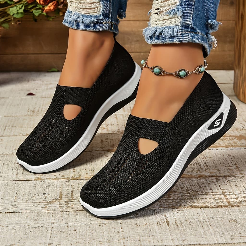 Feminino Casual 2025 Novos Sapatos De Malha Sola Macia Respirável Tênis Confortável Caminhada Ortopédica Para Mães