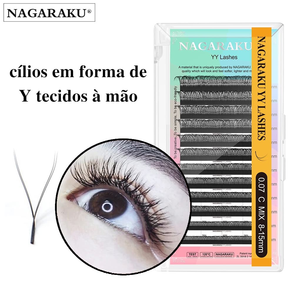 NAGARAKU Extensão De Cílios Postiços Em Formato De mink premium De Tecido Flexível Com Comprimento YY